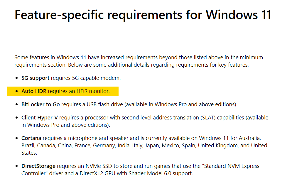Windows 11 requirements check tool auto hdr