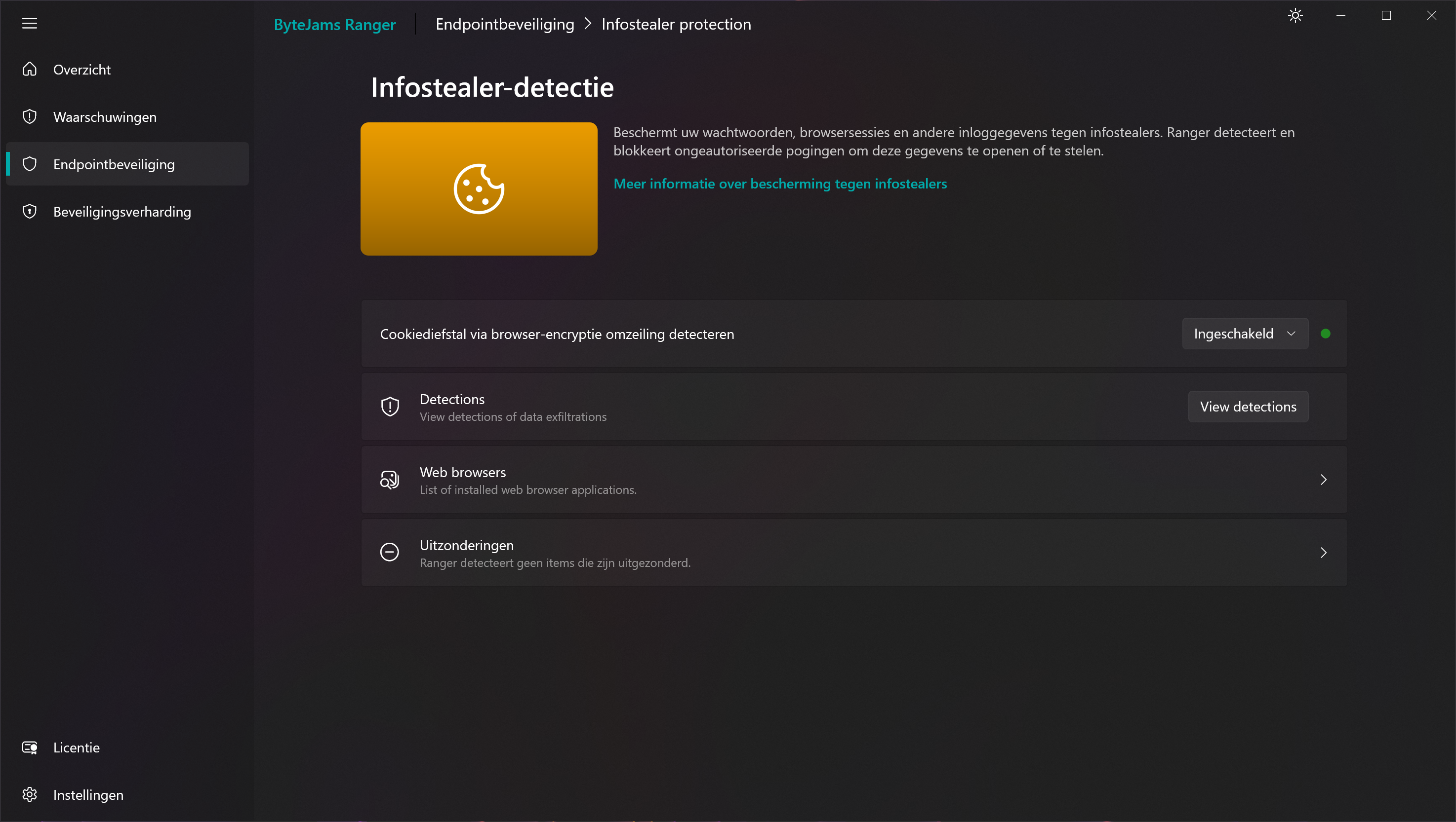 Ranger infostealer protection in dark mode
